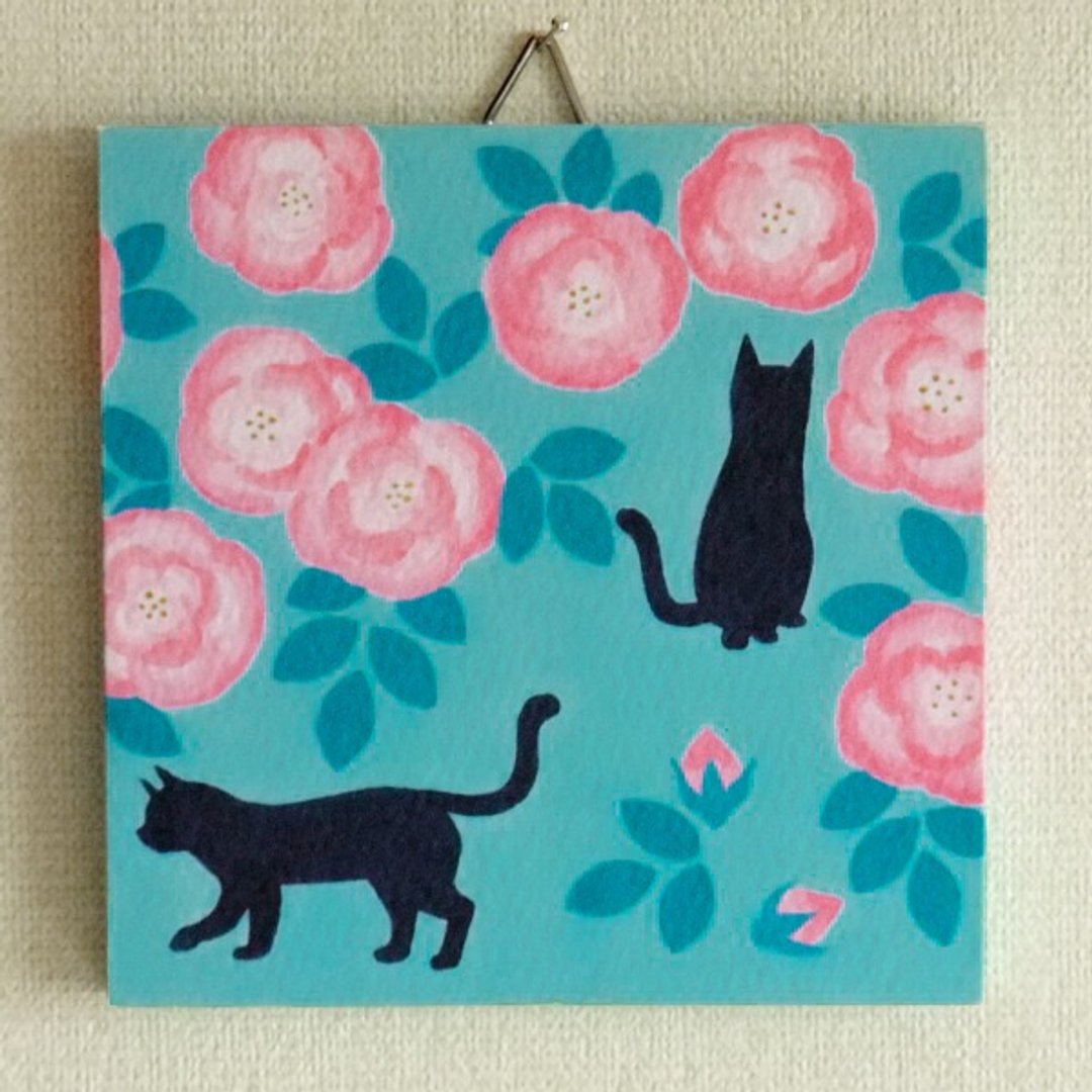 Mini panel No.13 / Cats and Roses - 海报/装饰画/版画 - 纸 多色
