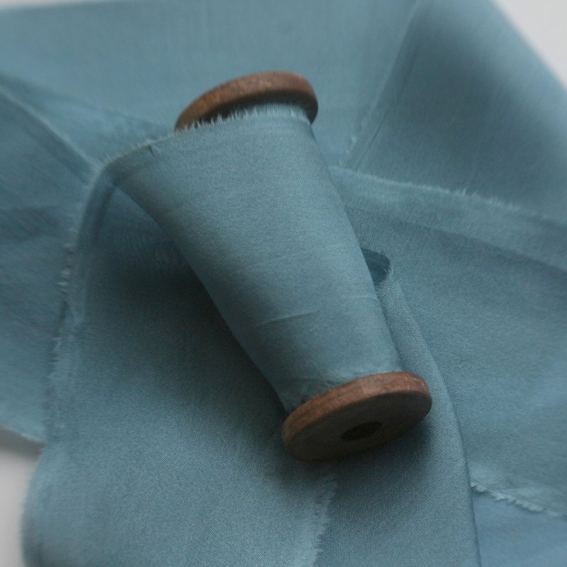 Ocean Silk Ribbon | Hand Dyed Silk Ribbon on Wood Spool - 包装材料 - 丝．绢 蓝色