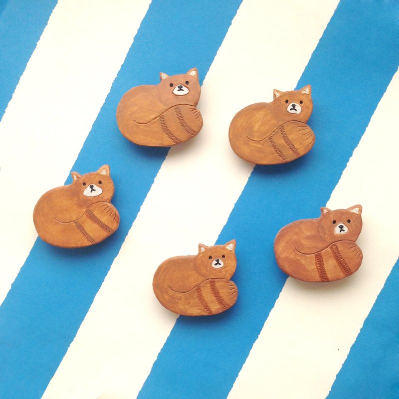 动物系列胸针/别针-小熊猫浣熊傻傻分不清　<SUMOMO> - 胸针 - 粘土 咖啡色