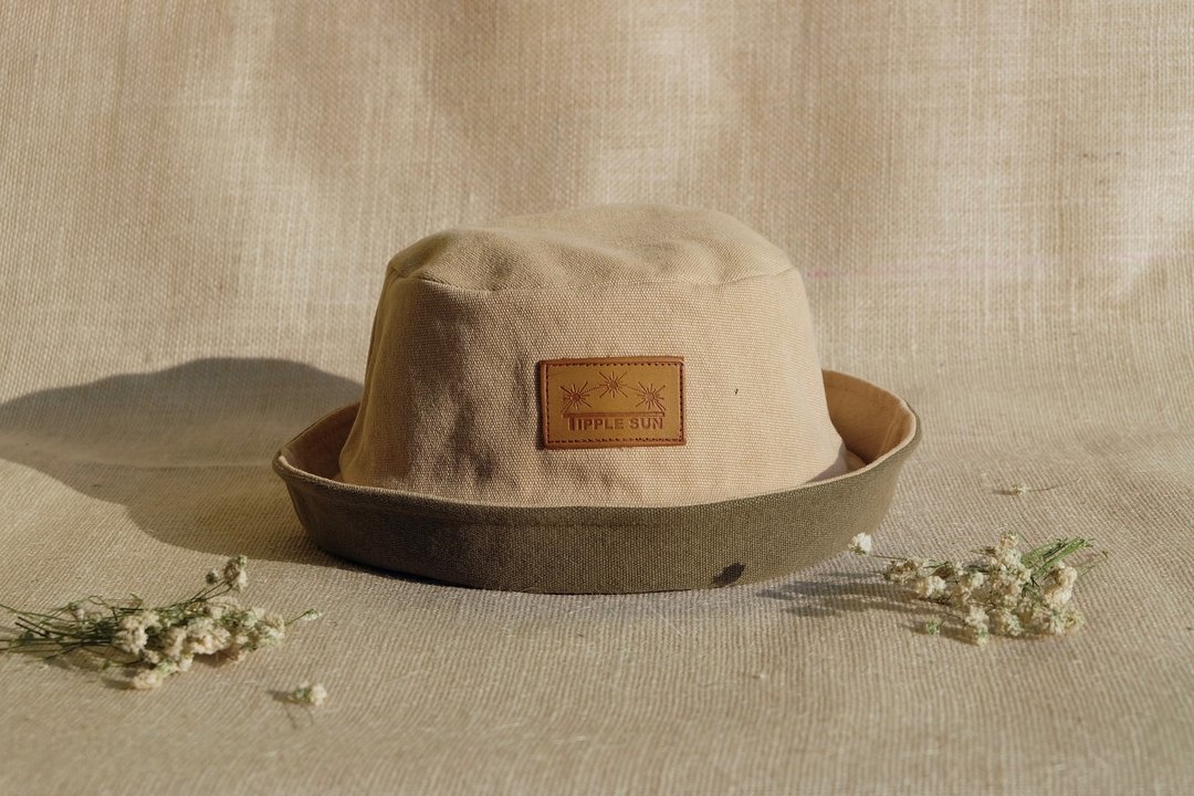Tipple Sun Bucket Hat   (canvas Beige /Olive green) - 帽子 - 棉 卡其色