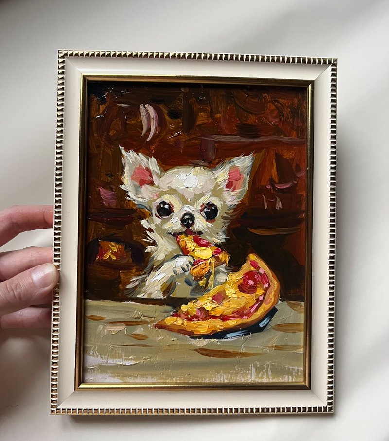 吉娃娃小狗绘画原创艺术动物艺术厚涂油画 - 海报/装饰画/版画 - 其他材质 咖啡色