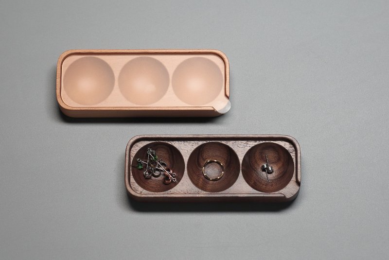 曼菲斯首饰盒-三厢S (山毛榉/核桃木) (可加购定制刻字) - 收纳用品 - 木头 