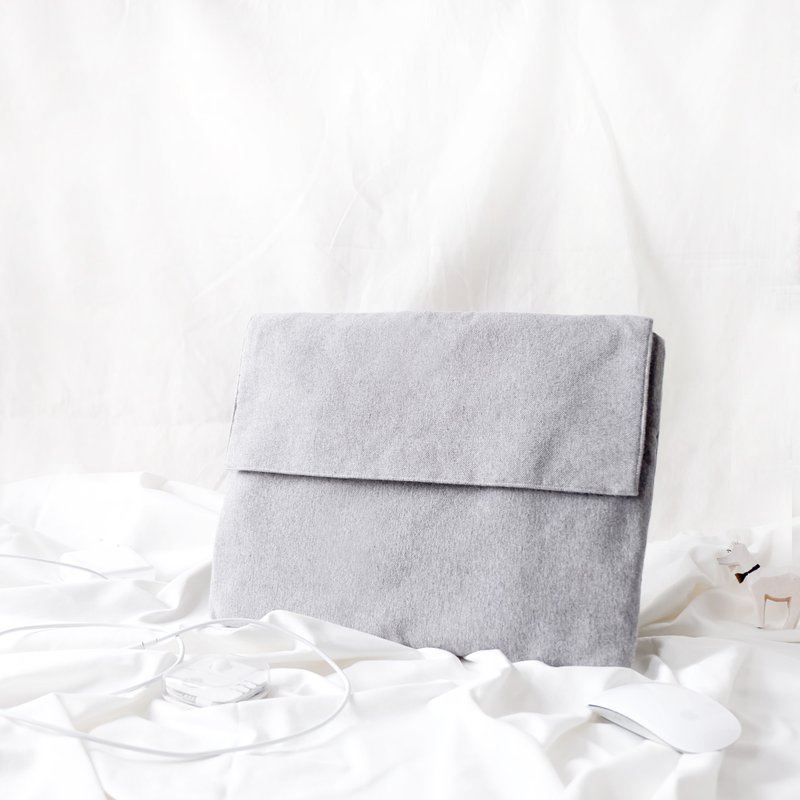 电脑包-浅灰色 - 电脑包 - 棉．麻 灰色