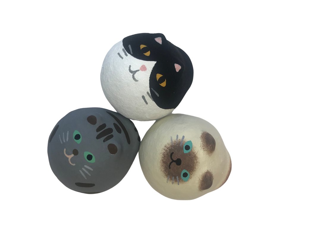 日本 罗工房 京都手工和纸猫球 暹罗猫 灰虎斑猫 奔驰猫 - 摆饰 - 纸 