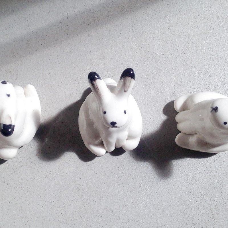 矿物森林 | 微小生物 雪兔 - 摆饰 - 瓷 白色