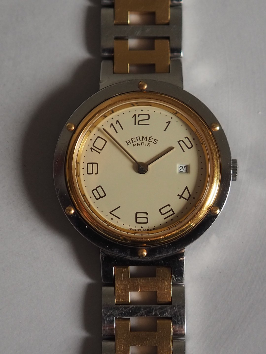 HERMÈS Clipper Watch 爱马仕 克利珀 腕表 手表 金色 银色 男女款 古董 - 男表/中性表 - 不锈钢 金色