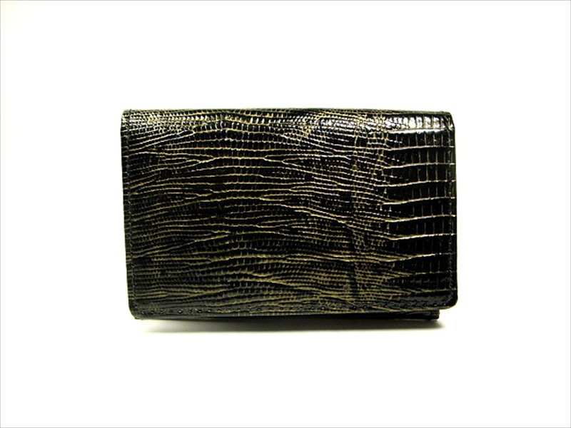 Business card holder Stamped cowhide Crocodile - 名片夹/名片盒 - 真皮 黑色