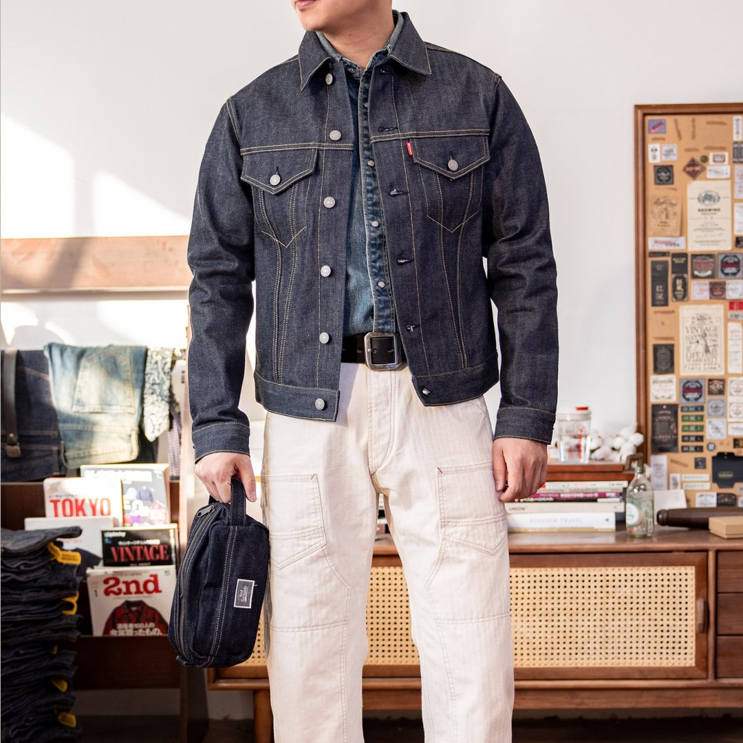 牛仔外套 原色丹宁 14oz TYPE3 Raw Denim Jacket - 男装外套 - 棉 蓝色