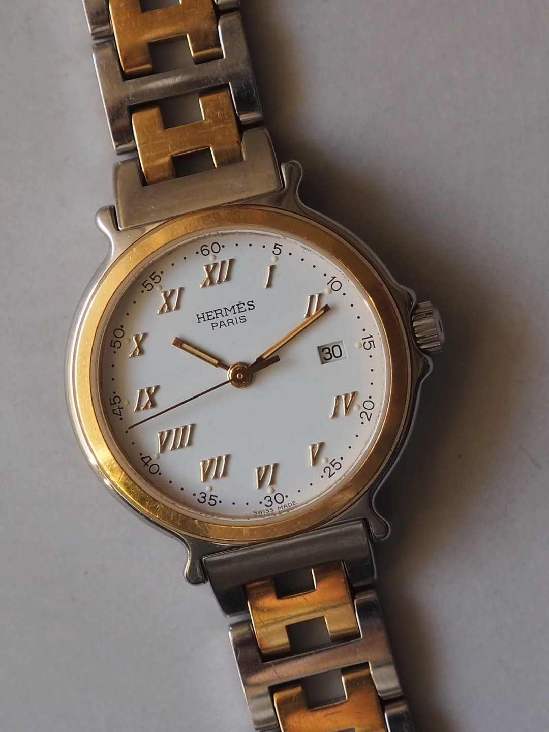 HERMES CARRICK WATCH 爱马仕 CARRICK 腕表 银色 金色 古董老件 - 女表 - 不锈钢 银色