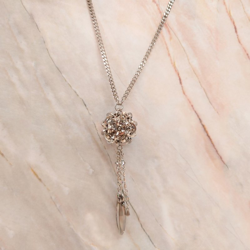 方线爆炸头-不锈钢项錬 - 长链 - 不锈钢 透明