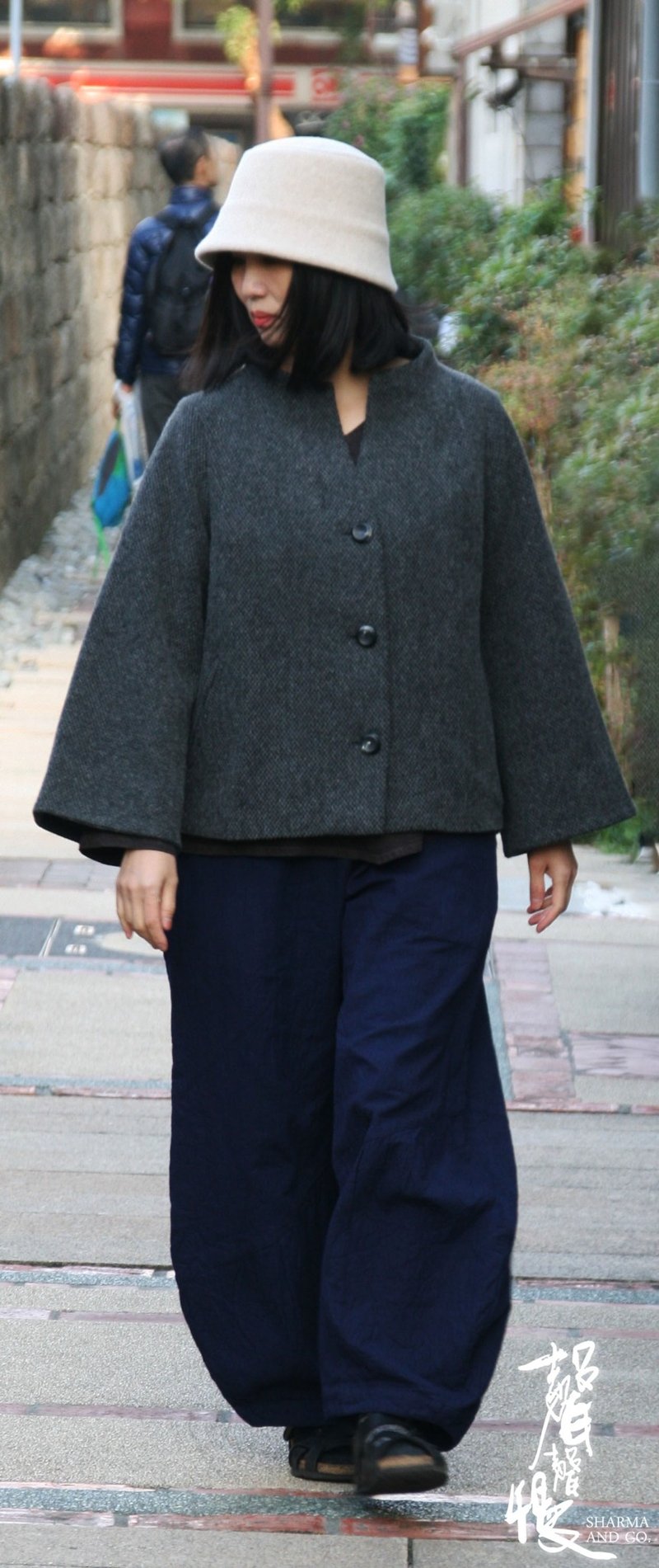 【声声慢】雪曼系列灰阶双口袋淑女羊毛外套 - 女装休闲/机能外套 - 羊毛 灰色