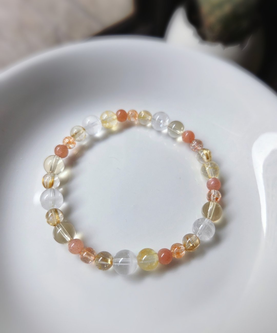 钛晶 黄水晶 桂花托帕石 金太阳 橙月光 白幽灵 水晶手链 - 手链/手环 - 宝石 橘色