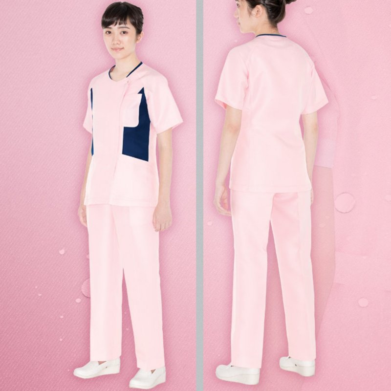 多色拉链牛角袖纳米抗菌护士护理员短袖上衣医美诊所制服NW6213 - 女装上衣 - 聚酯纤维 多色