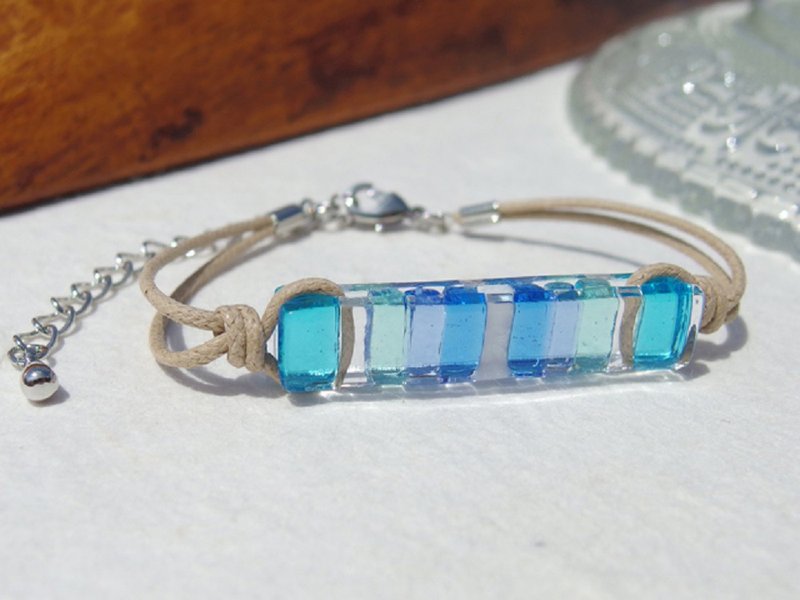 Fragrant glass (Kaoru [Large] [Soda]) Bracelet / Anklet [Length and metal free choice] [Made to order] - 手链/手环 - 玻璃 蓝色