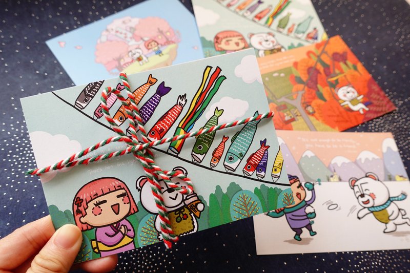 小彤画集 - 白熊春夏秋冬 - 明信片组 (4入) - 卡片/明信片 - 纸 多色