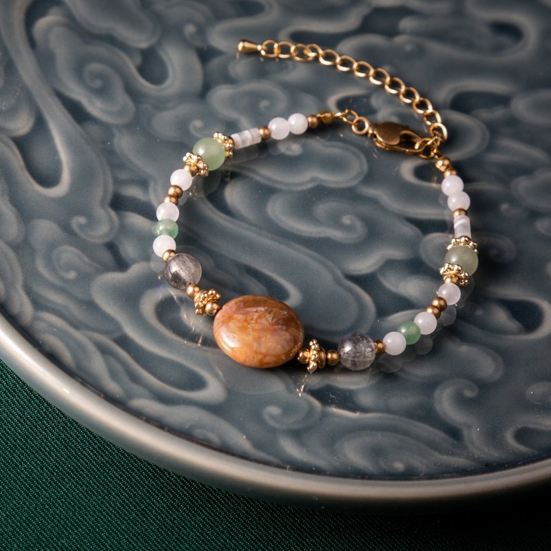 【广寒宫】 菊花石黄铜古典手环(可订制手围) - 手链/手环 - 半宝石 