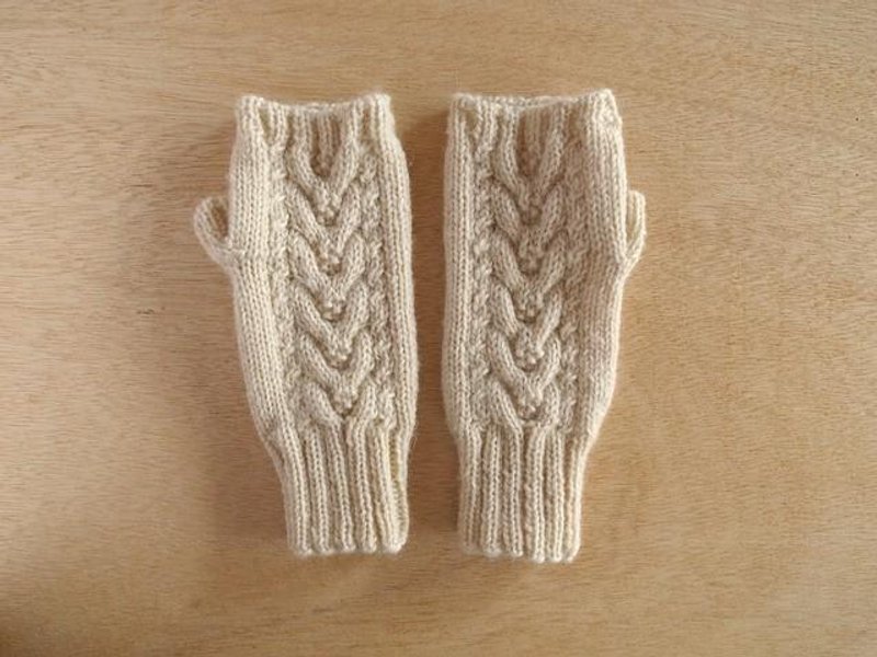 Alpaca wool Aran hand warmer, unbleached size change, made-to-order - 手套 - 其他材质 白色