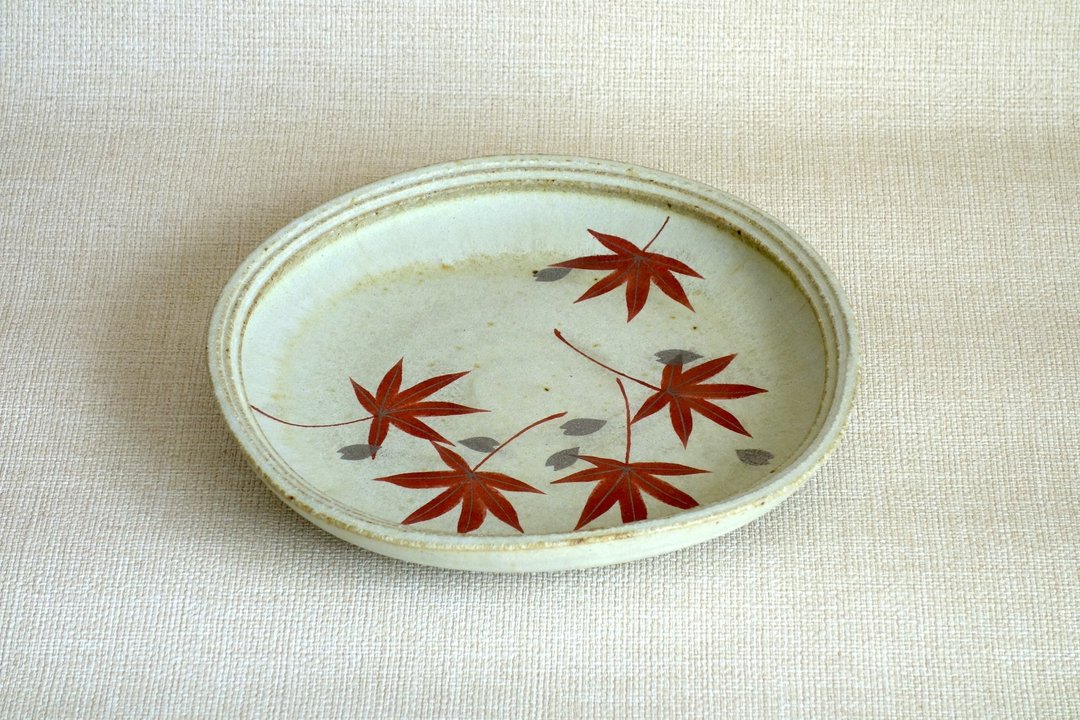 四方盘 银彩红叶樱绘 - 盘子/餐盘/盘架 - 陶 卡其色