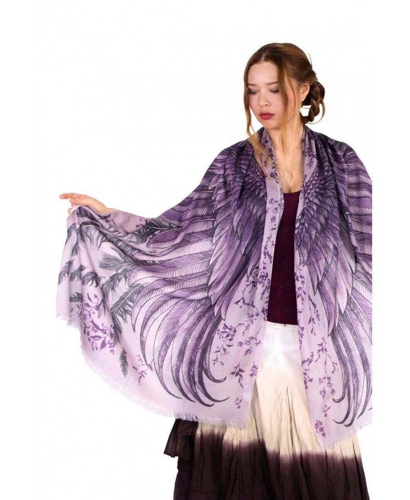 PURPLE WINGS SHAWL - 丝巾 - 棉．麻 