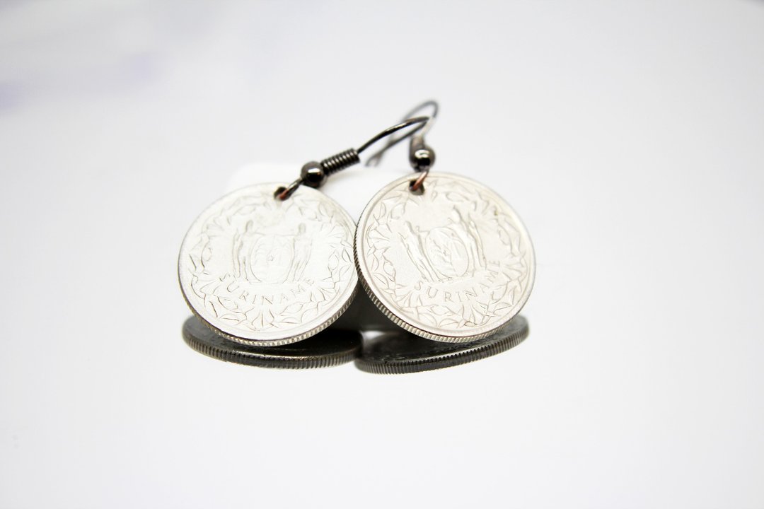 Tiny Coin Earrings Coin Hoop Earrings Mini Coin Earrings Ancient Coin Jewelry - 耳环/耳夹 - 其他金属 