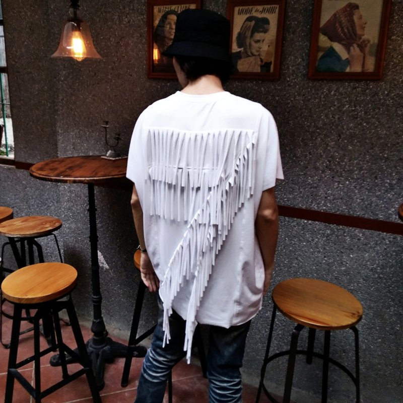 手剪流苏超弹性宽松上衣(男) Ray77 Galaxy - 男装上衣/T 恤 - 聚酯纤维 白色