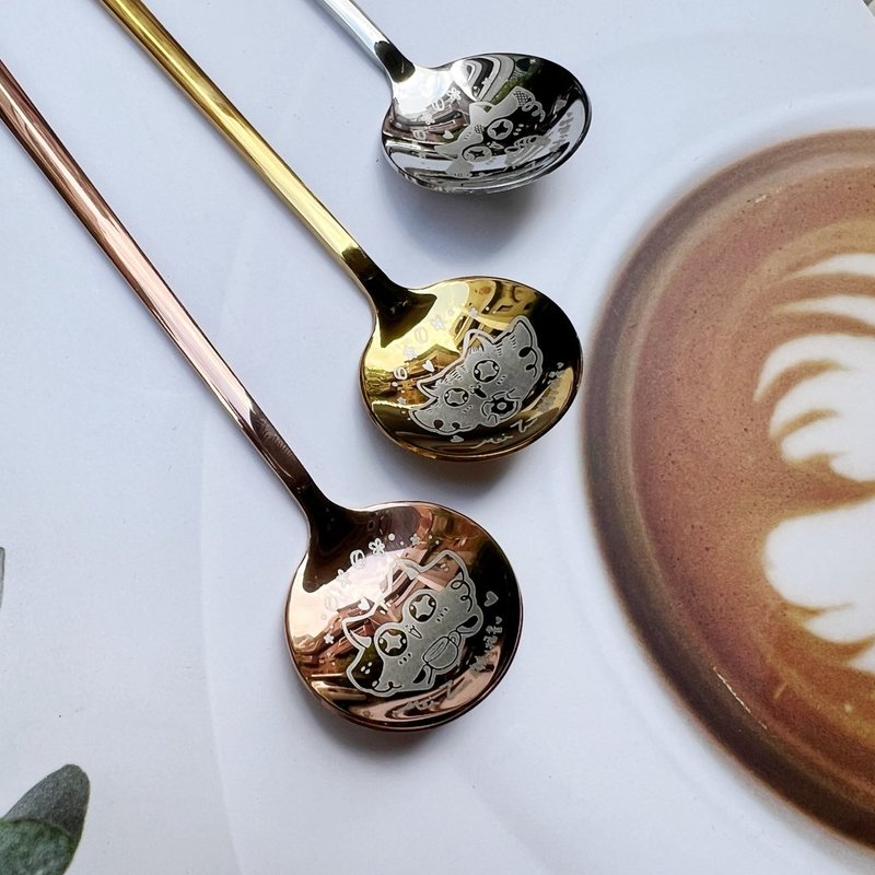 猫咪咖啡杓(3款) - 餐刀/叉/匙组合 - 不锈钢 金色