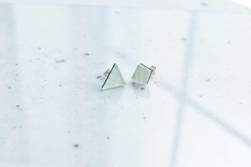 Fragment earrings / mint - 耳环/耳夹 - 木头 绿色