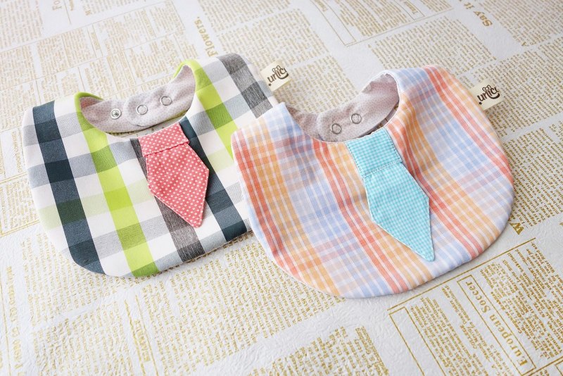 男宝的雅痞风格领带围兜(2入组)手工限量制作、明-unicorn - 围嘴/口水巾 - 棉．麻 透明