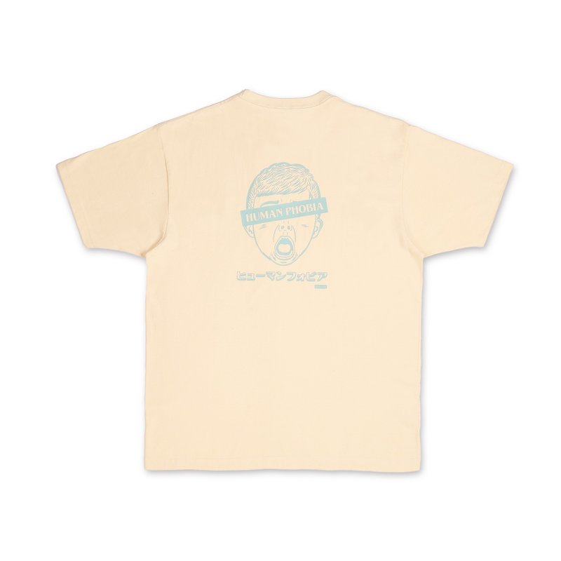社交恐惧症 日式怀旧短袖 Tshirt 衫系列 杏色 - 中性连帽卫衣/T 恤 - 棉 