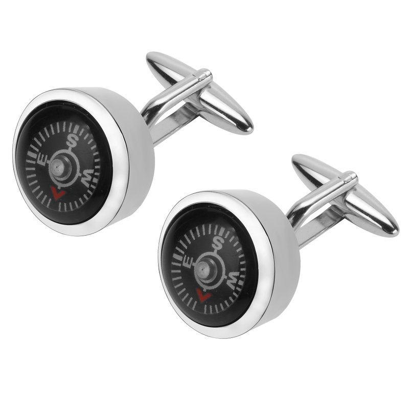 可移动指南针袖扣 - 袖扣 - 其他金属 银色