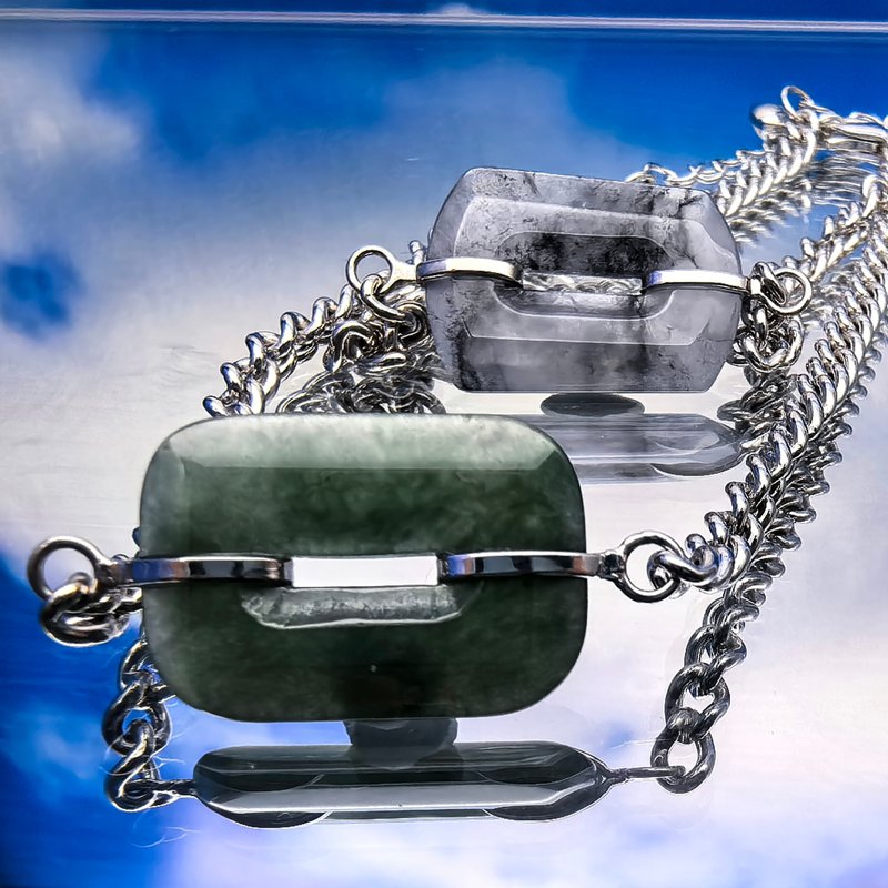 纯银系列 - 冰种碧绿翡翠方圈纯银手链 - 手链/手环 - 玉石 