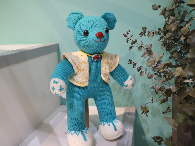 熊爱Alex熊小乖手工编织泰迪熊knitted teddy bearテディベア - 玩偶/公仔 - 羊毛 蓝色