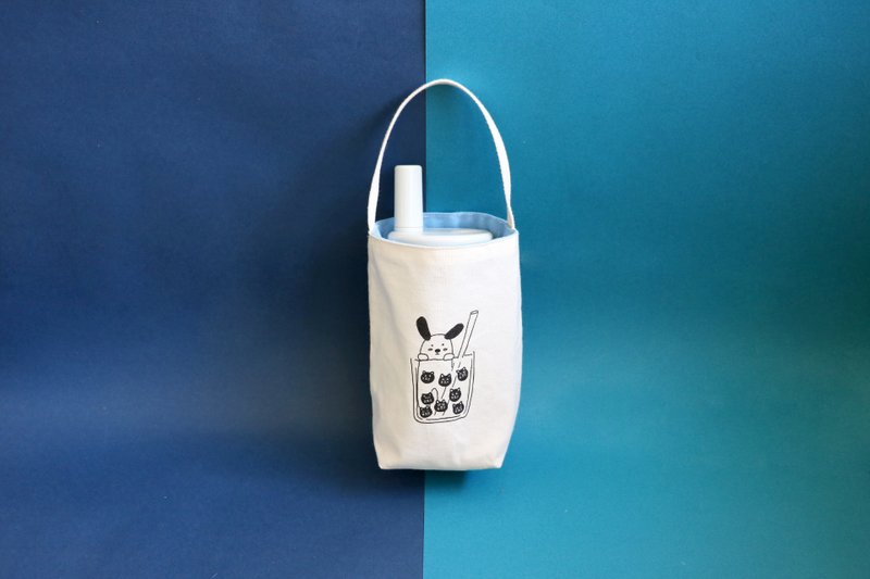 躲躲狗狗珍珠奶茶双面饮料提袋 不含杯子 - 随行杯提袋/水壶袋 - 塑料 蓝色