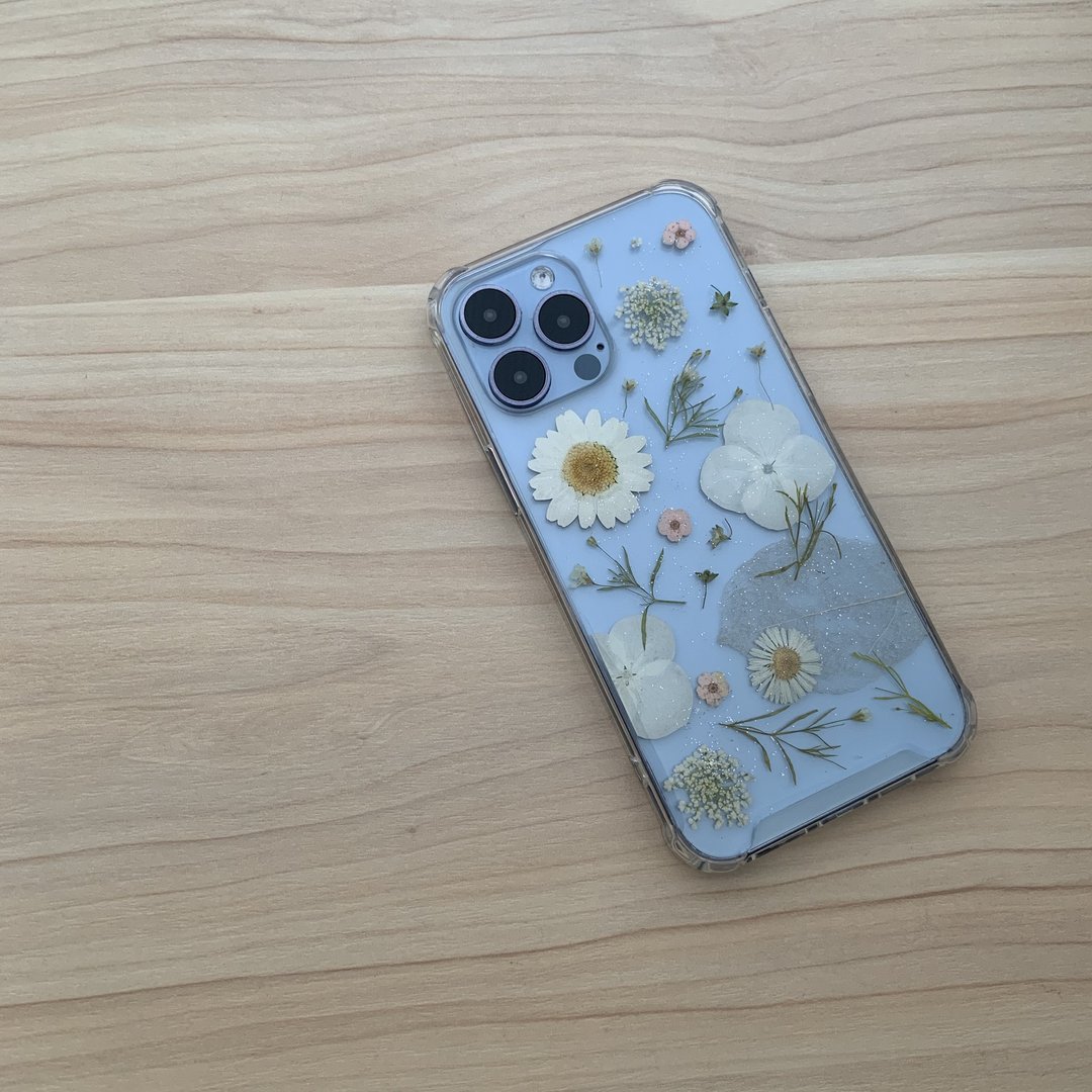 新版 梨花白 押花 礼物手机壳 iPhone 押花手作手机壳 - 手机壳/手机套 - 植物．花 白色