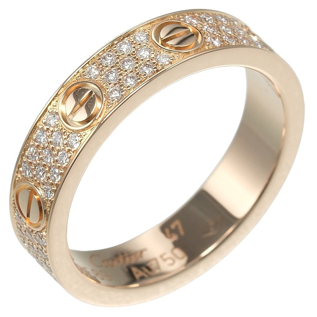 【日本直送】Cartier 戒指 Love 小号 7号 戒指 K18PG 玫瑰金 铺钻 约3.71g CARTIER【二手】A级 - 戒指 - 贵金属 金色