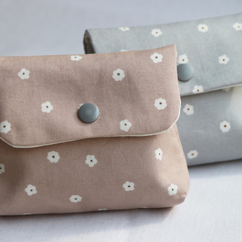 【MY HANDMADE】简约小花 钱包 化妆包 - 零钱包 - 棉．麻 