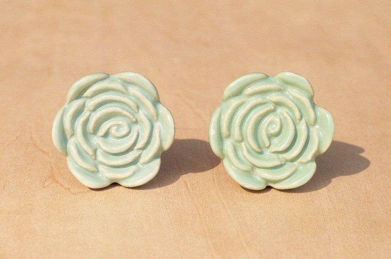 英式手绘陶瓷手把/陶瓷门把/陶瓷窗户门把-绿色沙漠小玫瑰 - 花瓶/陶器 - 陶 绿色