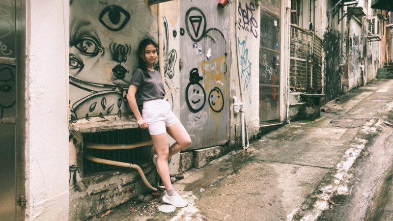 港识多史 水坑口地图 短袖 T-Shirt -灰色 - 男装上衣/T 恤 - 棉．麻 灰色