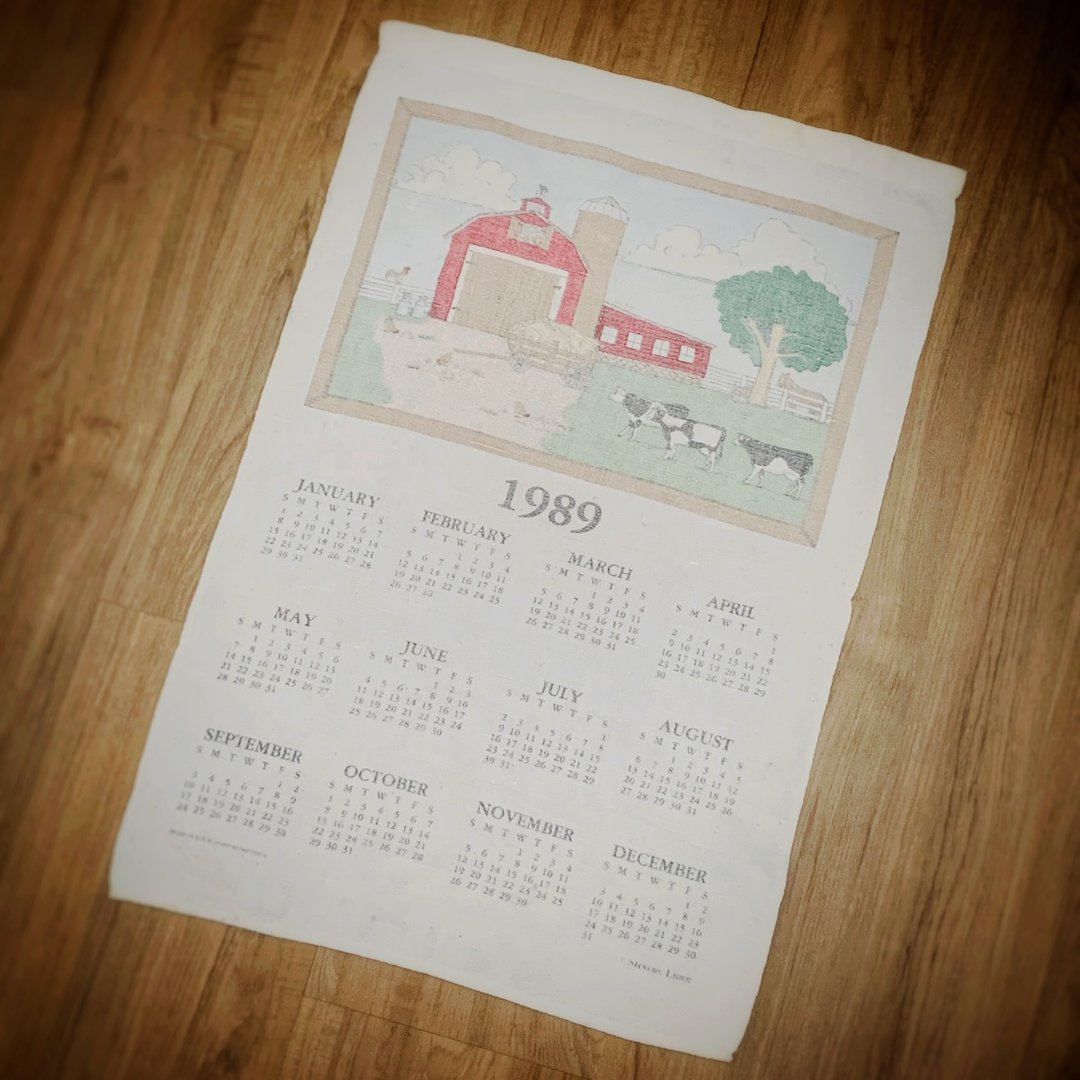 1989 美国早期布面月历 cow - 其他 - 棉．麻 多色