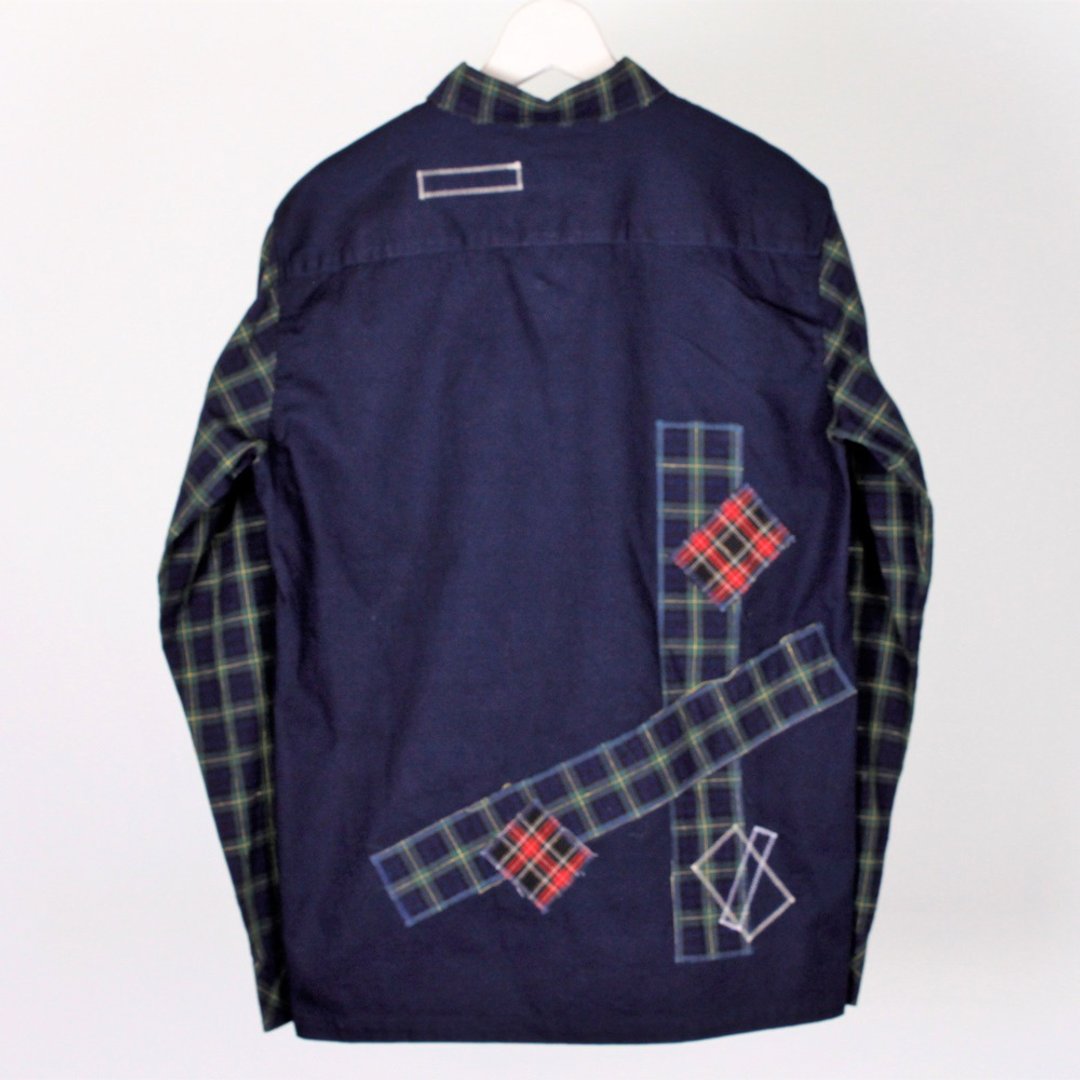 Check Pasting Shirts (L) - 男装衬衫 - 棉 绿色