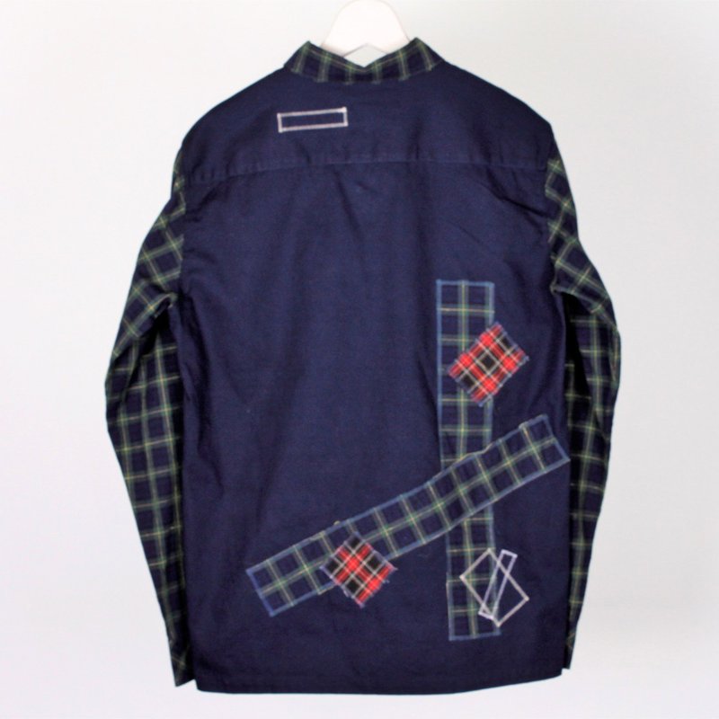 Check Pasting Shirts (L) - 男装衬衫 - 棉．麻 绿色