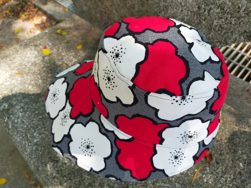 手作漫漫  遮阳帽  花时・暮色 - 帽子 - 棉．麻 红色
