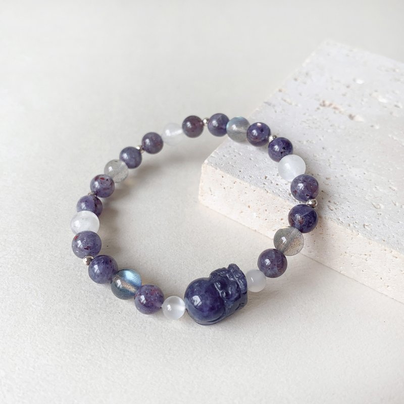 沉静与优雅 | 堇青石 拉长石 月光石 招财 爱情 天然石手链 - 手链/手环 - 水晶 多色