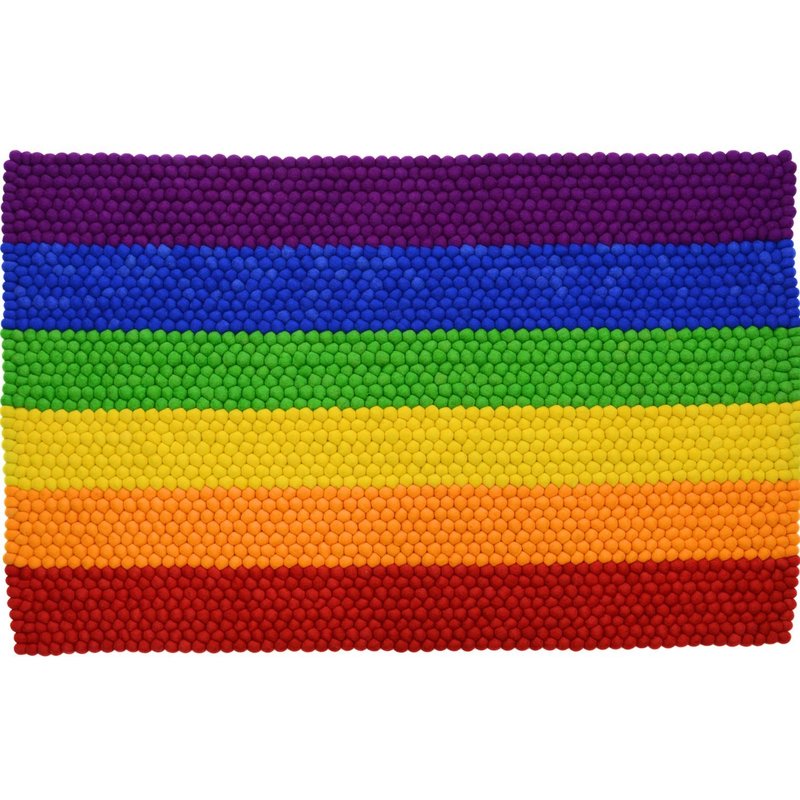 彩虹色长方形地毯   手工羊毛地毯  客厅专用地毯 - 地垫/地毯 - 羊毛 多色