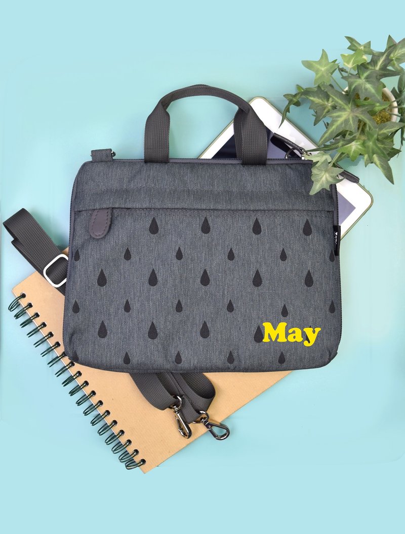 Dark gray iPad bag with handle and shoulder strap - 电脑包 - 聚酯纤维 粉红色
