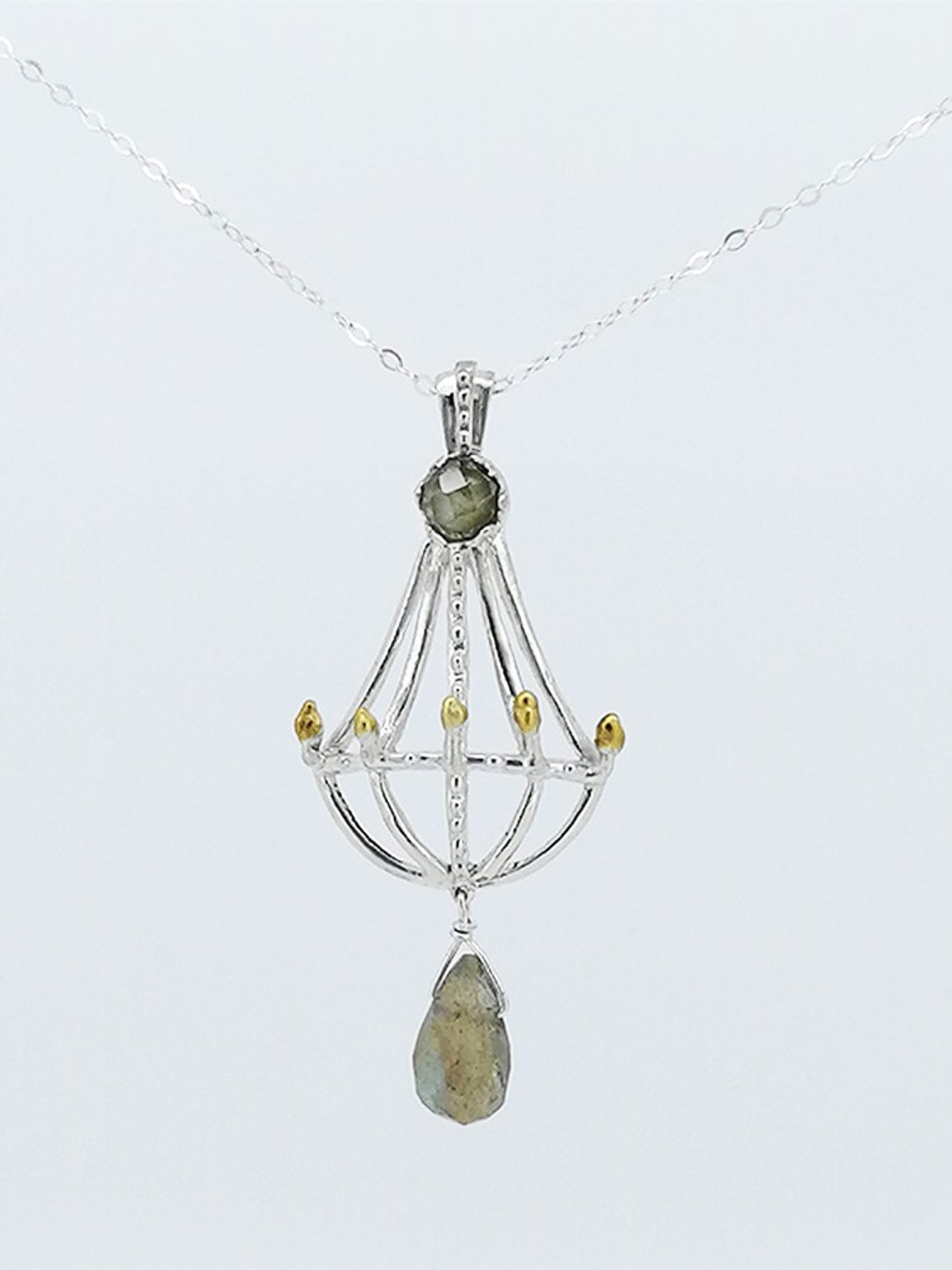jumalia original labradorite necklace K18YG plated - 项链 - 其他金属 银色