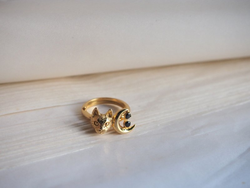 猫月戒指，纯银，猫咪戒指，银质猫咪戒指，猫月戒指。 - 戒指 - 其他材质 金色