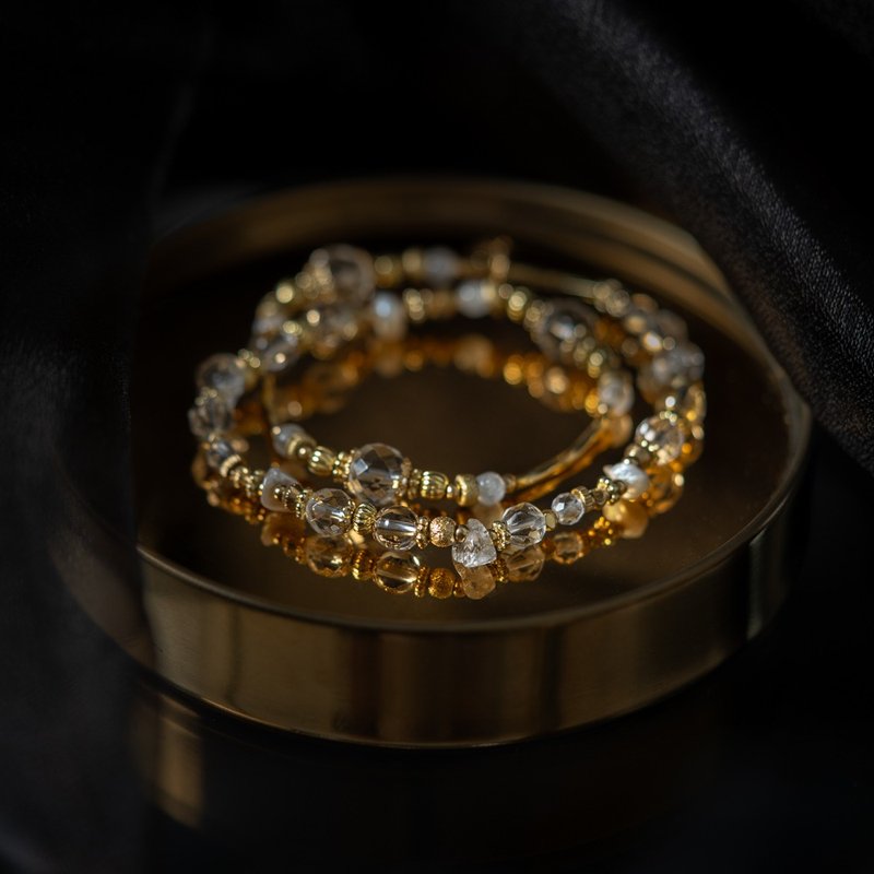 冬夜密语 I 白水晶珍珠白月光双圈手链 C1678 - 手链/手环 - 宝石 