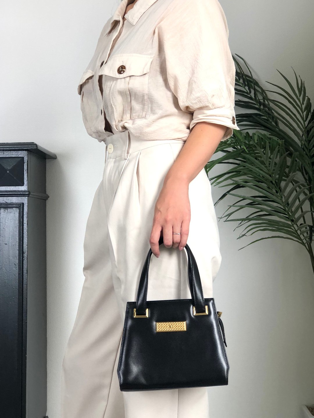 【日本直送 中古名牌包】Christian Dior 迪奥 手提包 黑色 Logo 皮革 迷你包 复古 f27cnx - 手提包/手提袋 - 真皮 黑色