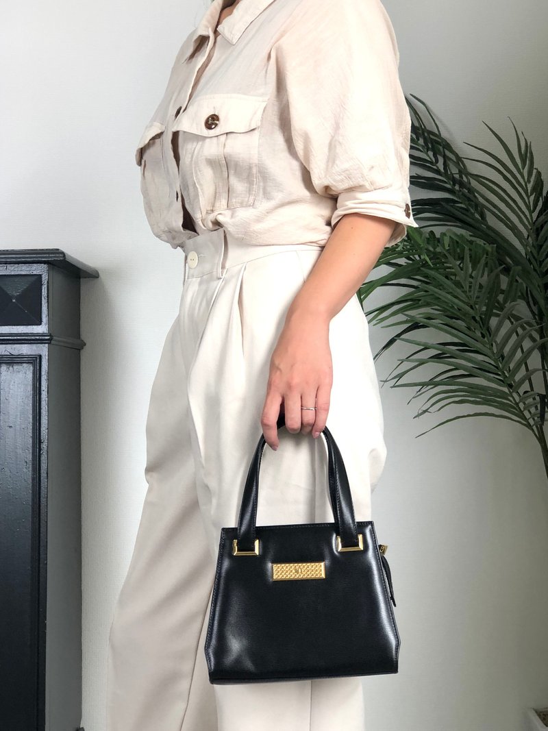 【日本直送 中古名牌包】Christian Dior 迪奥 手提包 黑色 Logo 皮革 迷你包 复古 f27cnx - 手提包/手提袋 - 真皮 黑色